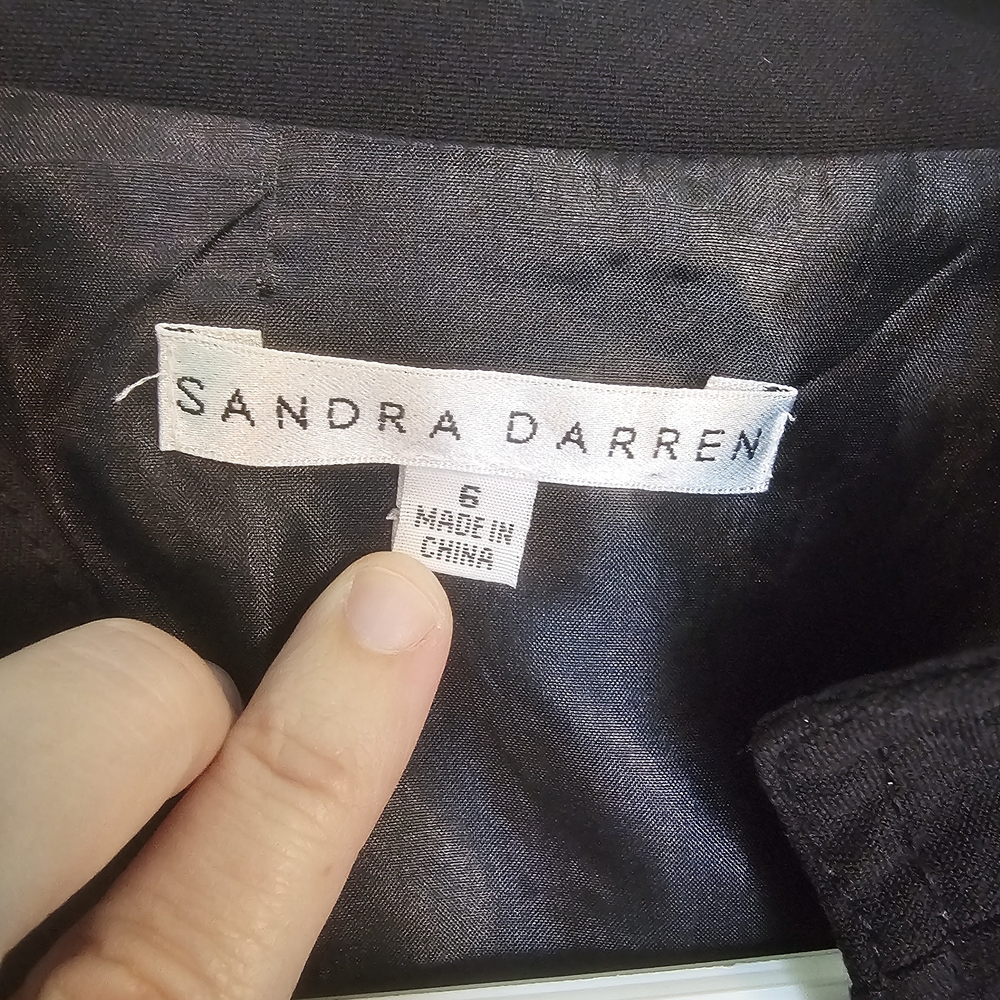 Sandra Darren Button Down & Belted Black Midi Dress Women's Sz 6 - Picture 12 of 12